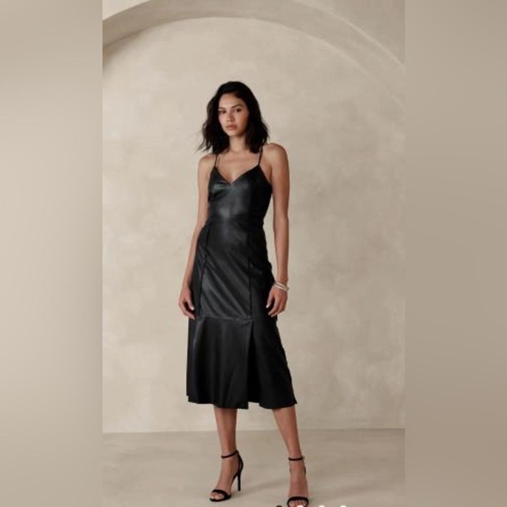 Banana Republic faux leather midi dress. NWT